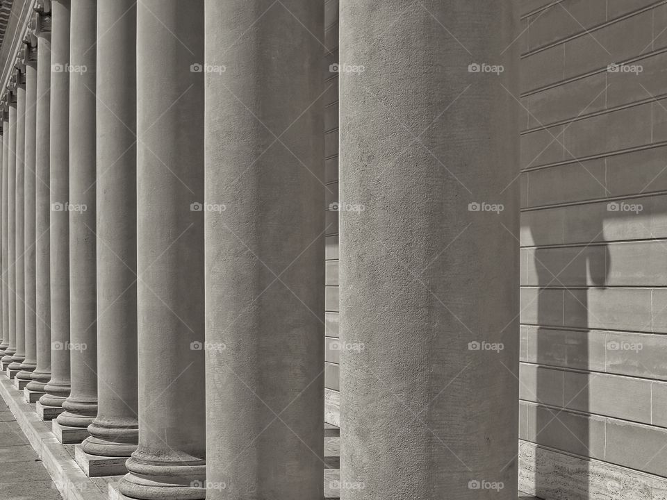 Black And White Architecture. Classical Greek Columns