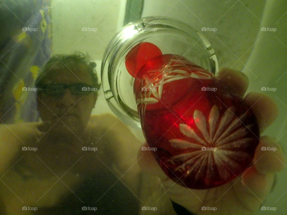 underwater foot leg fingers & colour glass bathroom my selfie