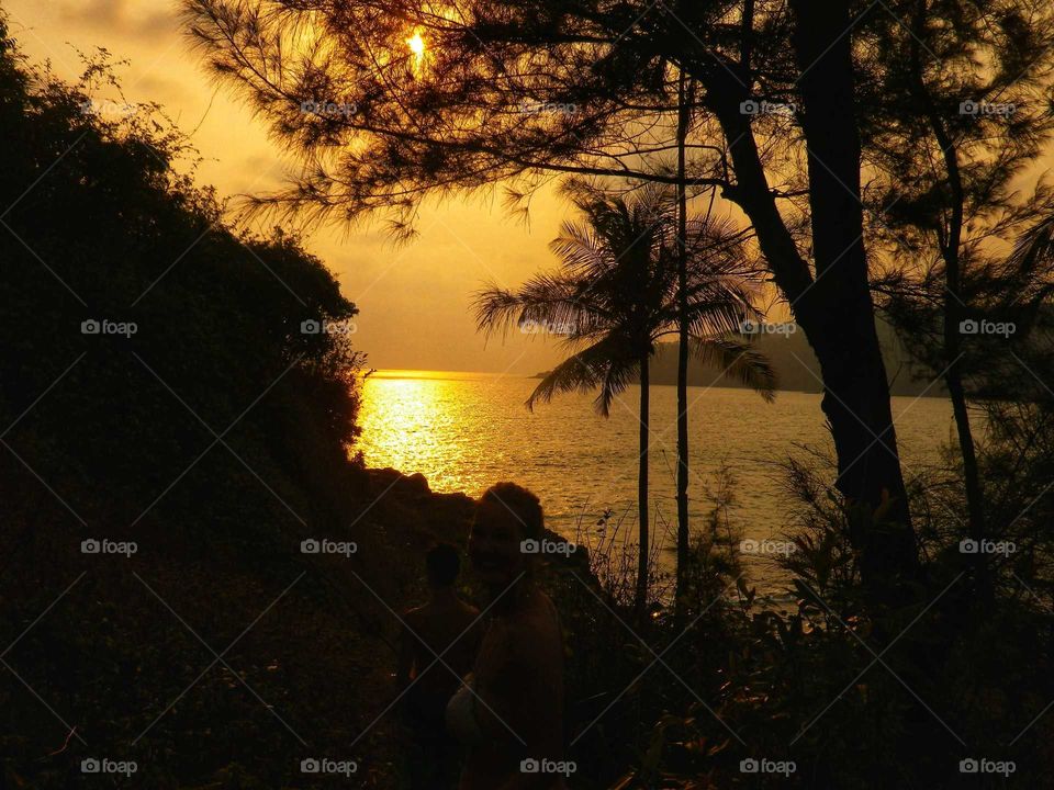 Sunset over the ocean, Goa, India