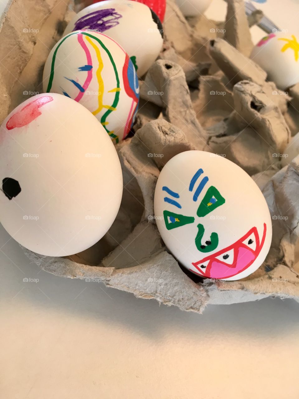 Easter painted eggs for competing in egg crush challenge