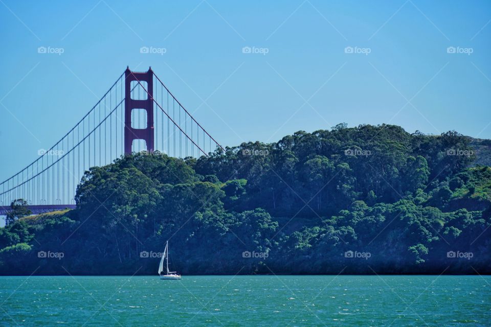 Sailboat Near Golden Gate Bridge