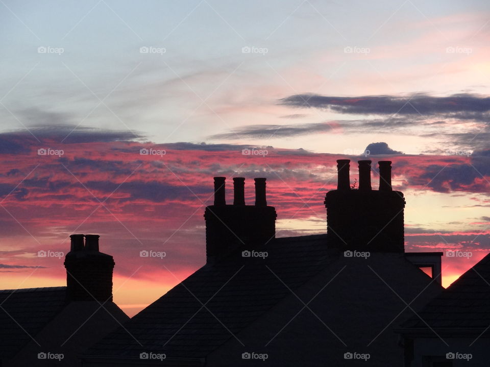 Sunset over the roof.