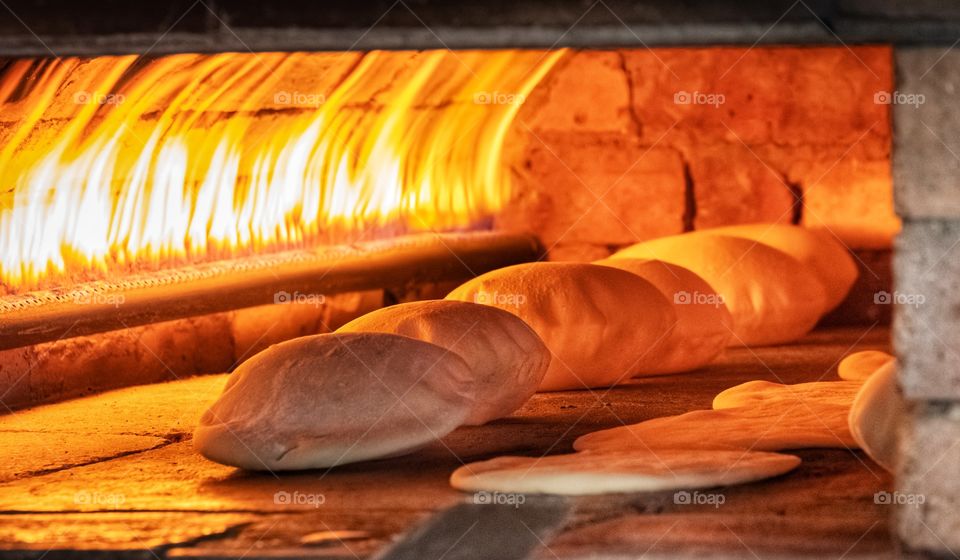 Bread inside classic oven