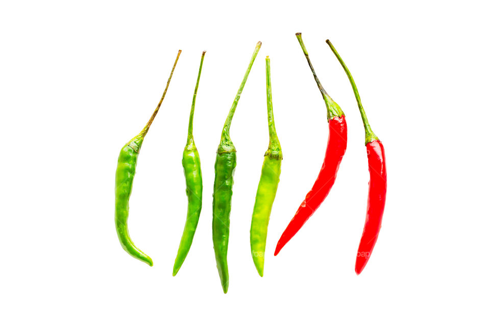 Isolated Fresh peppers on a white background with clipping path.