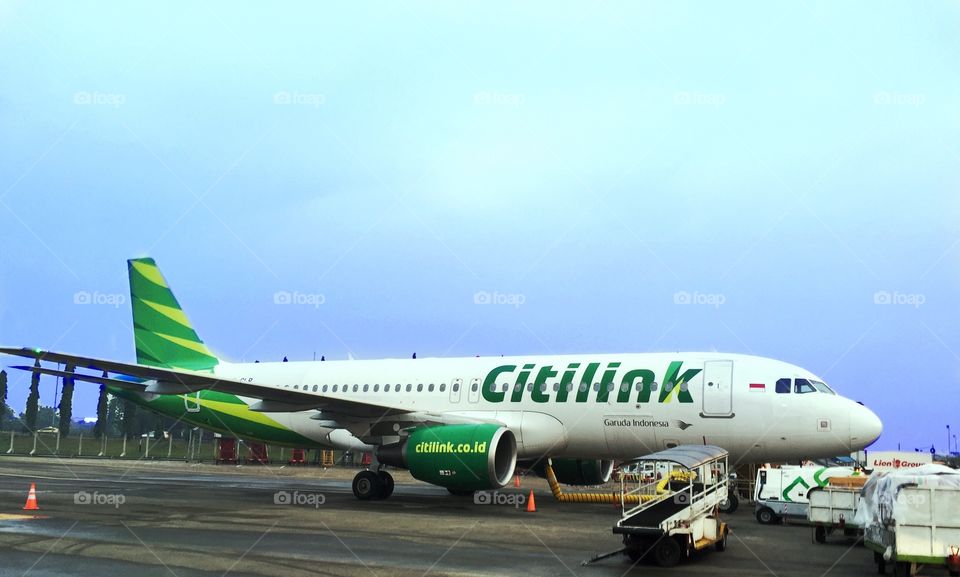 Citilink plane was docked at airport parking