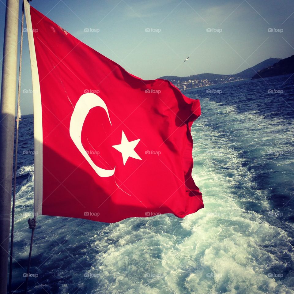 National flag, Turkey. Buyukada, Turkey