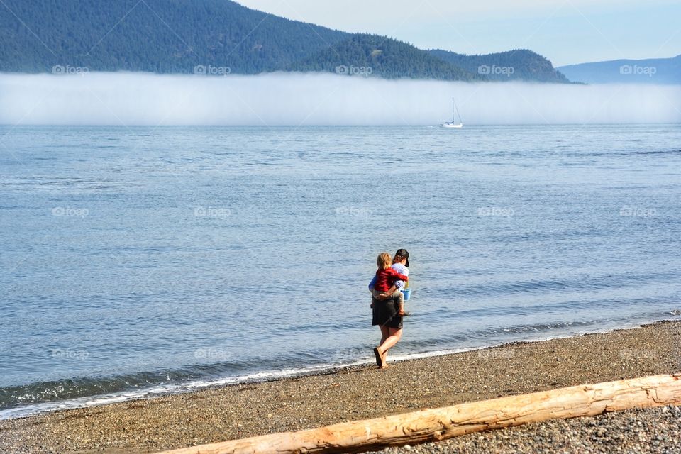 Mother and child at the beach