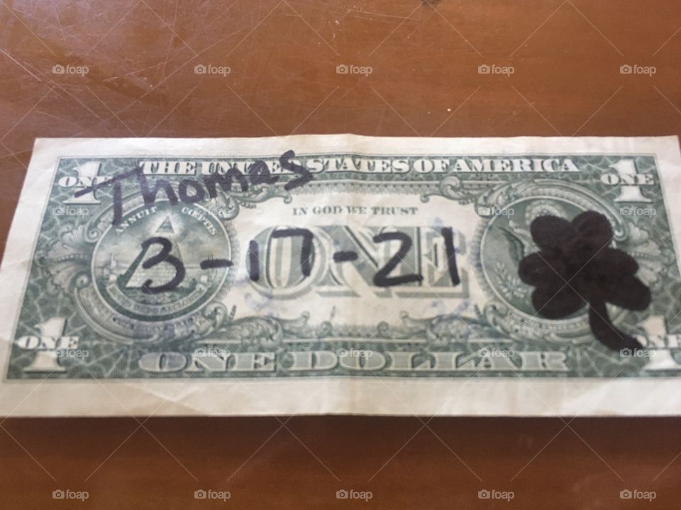 Dollar with name and date on it
