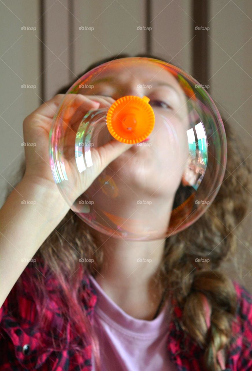 girl and bubble