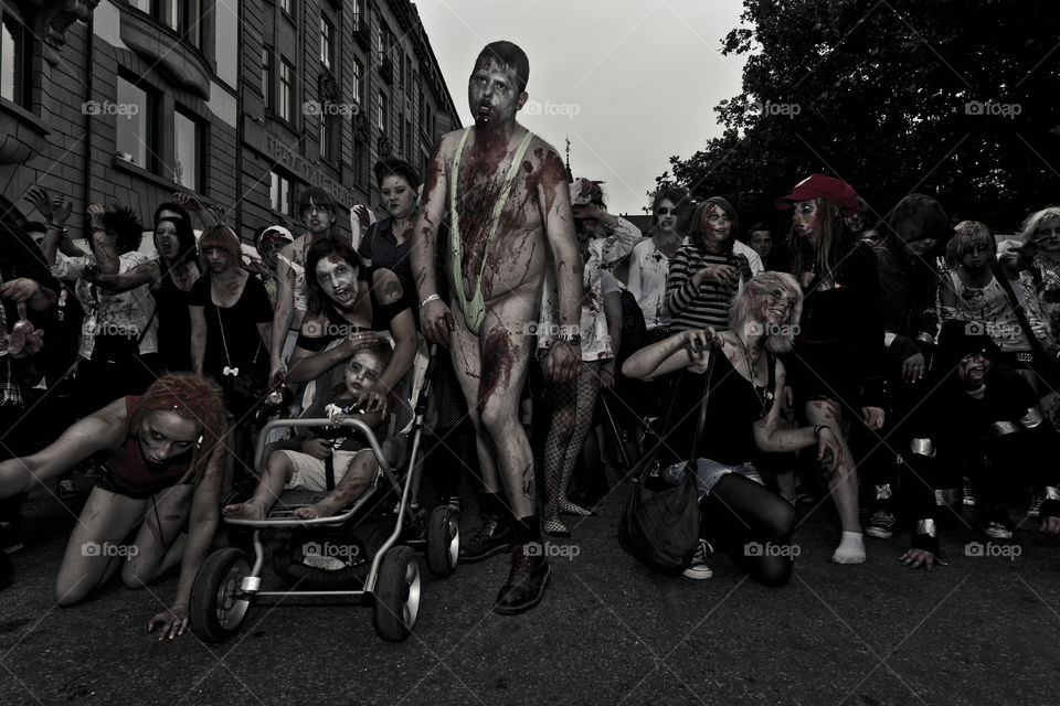 Zombie walk in Sweden. The undead took over the town of Malmö.