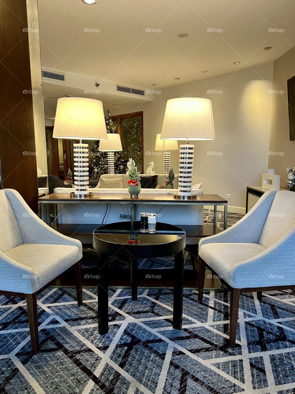 Living room table for two in a pleasant setting