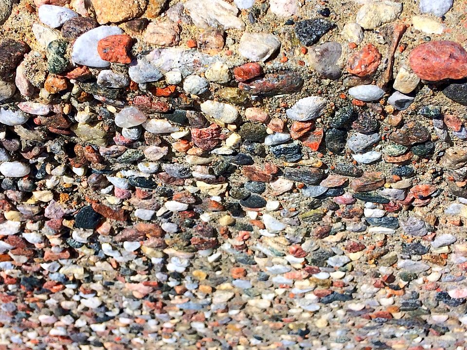 Textured pebble wall