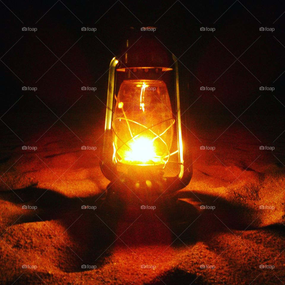 beach lantern, night photo