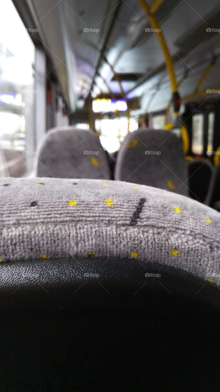 empty seats on a bus. travelling by bus is ecological