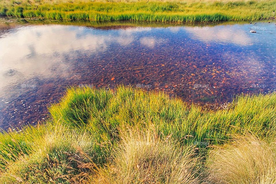 snowy mountains stream