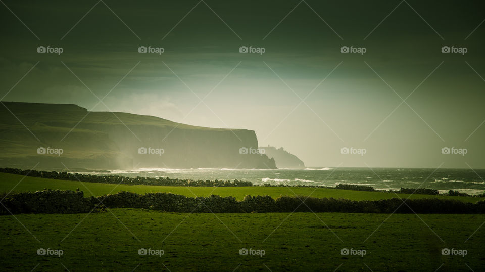 A beautiful landscape of Moher cliffs in Ireland