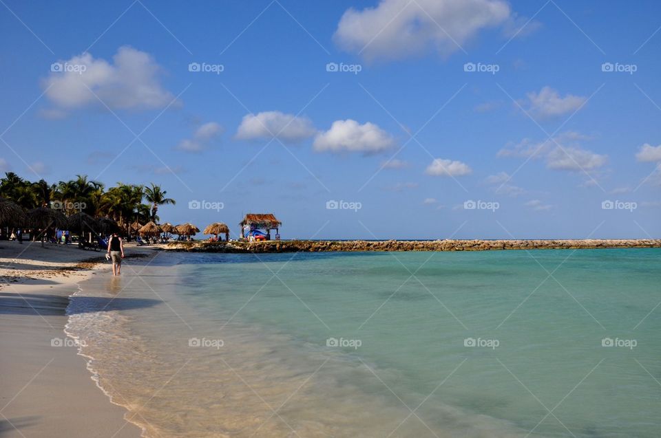 Man walking at the beach