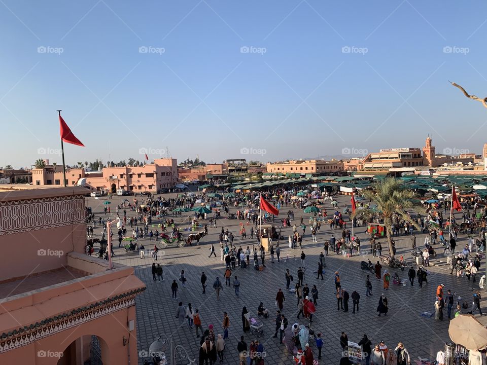 Marrakech Souk from above at sunset