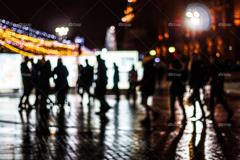 People, Reflection, Blur, City, Light