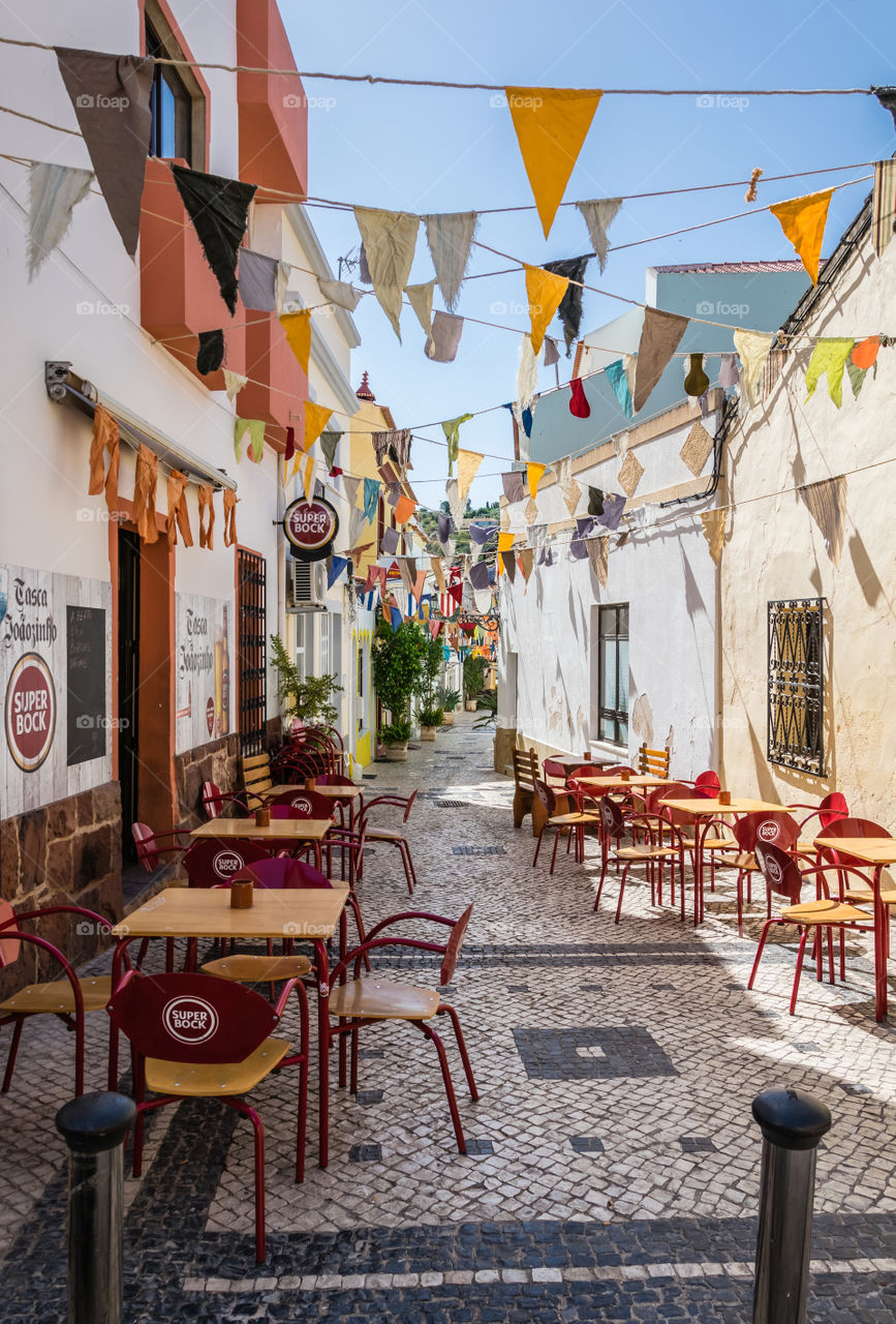 Typical street in Silves, Algarve, Portugal