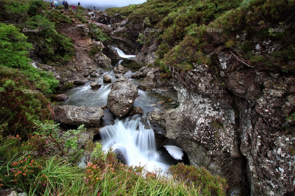 Scenic view of waterfall