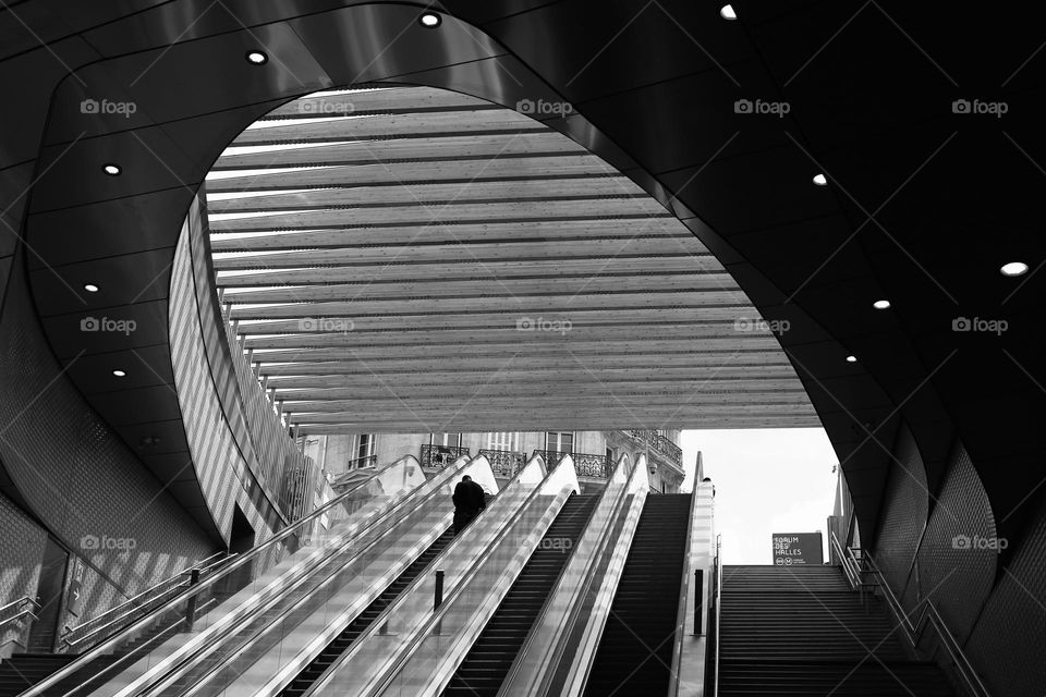 Escalator with moving stairs 