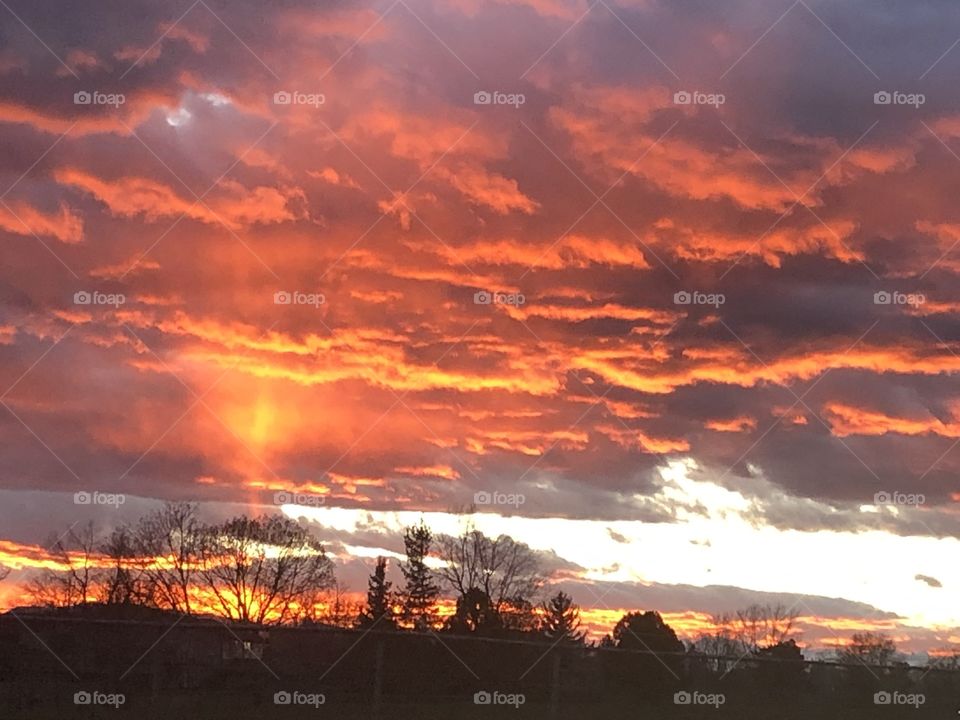 Sky in fire! Bright colorful sunset west of Denver, CO.
