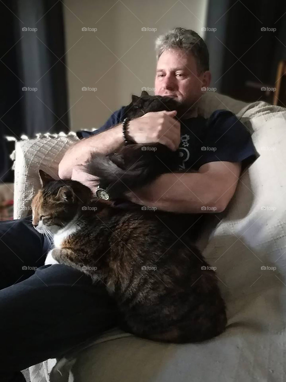 Man and his cats