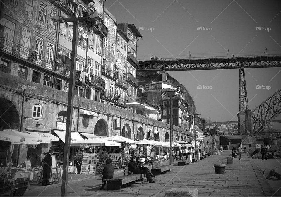 Porto city in black and white 