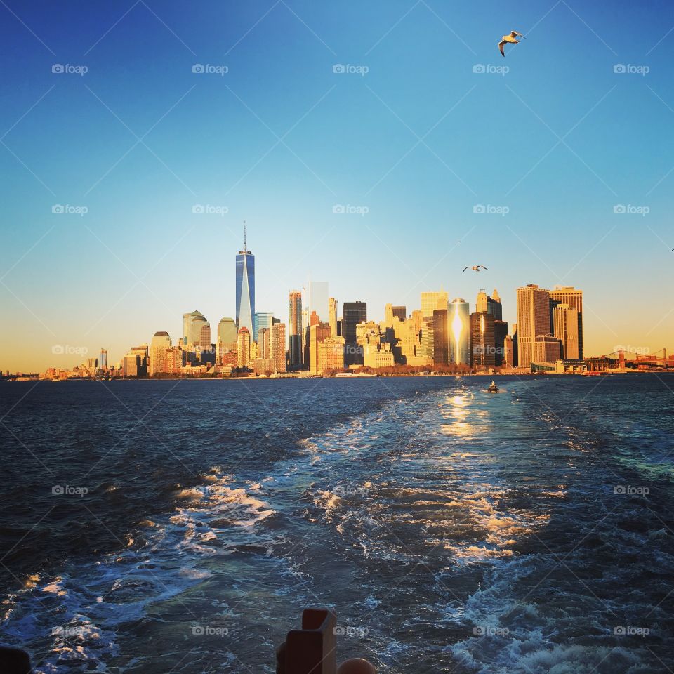 Lower Manhattan from the Staten Island Ferry. 