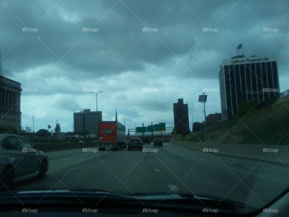 Coming into downtown Milwaukee from the North on I-43 just North of the Marquette Interchange.