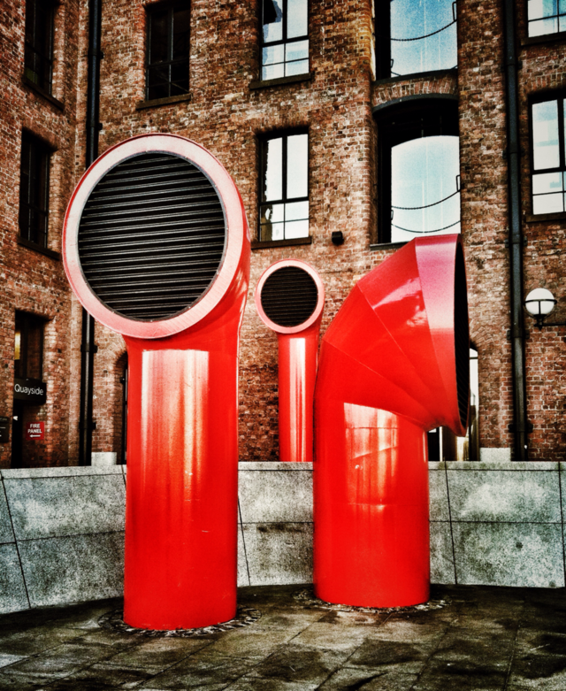 red art old buildings funnel by jeanello