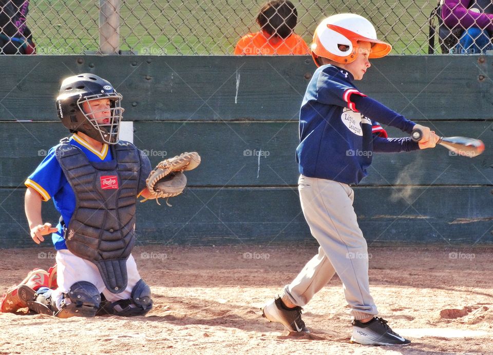 Children Playing Little League Baseball