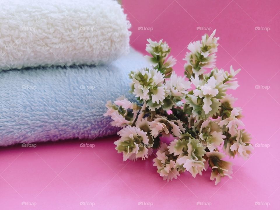 towel on pink background