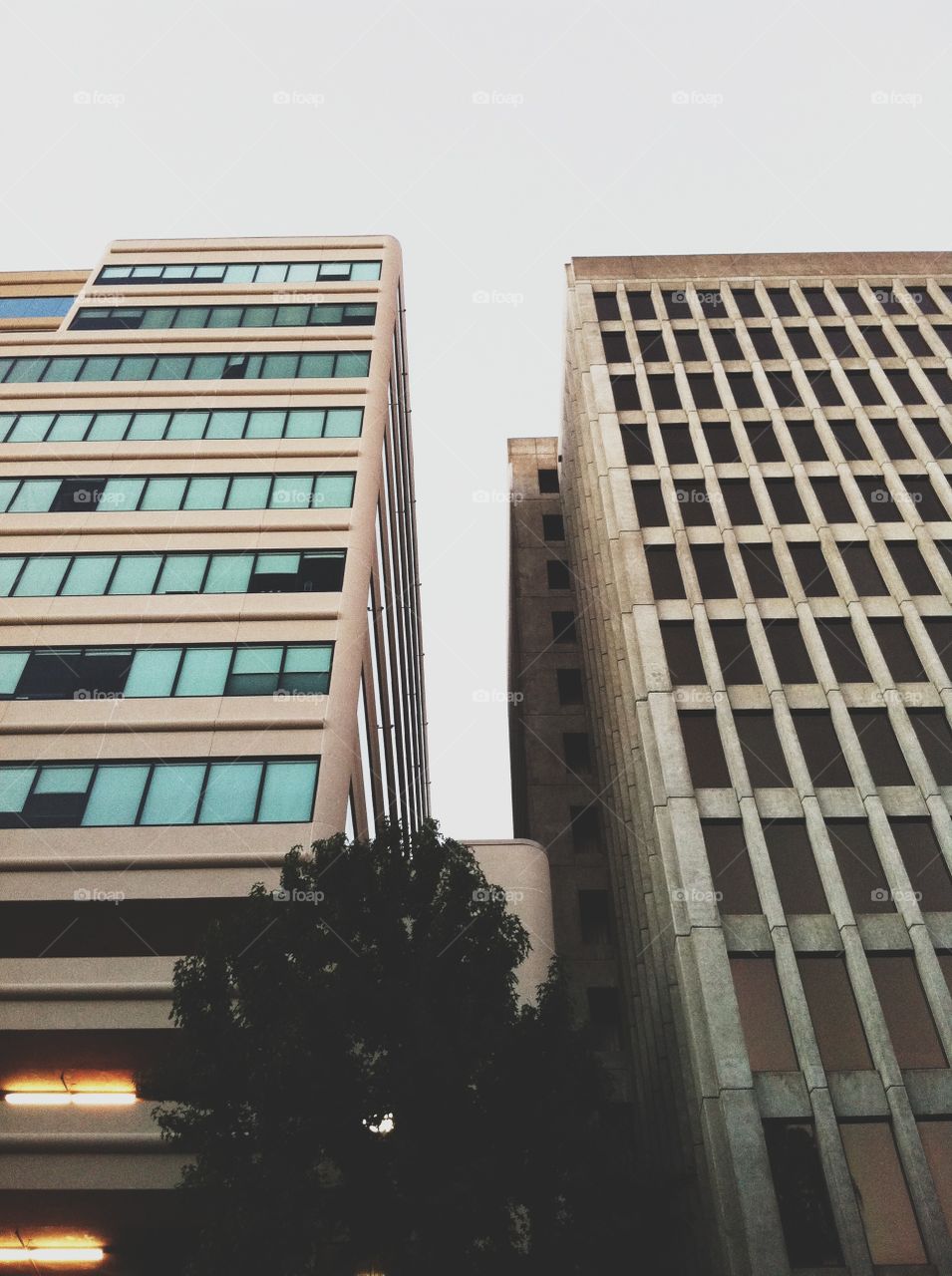 Two side by side office high rise buildings 