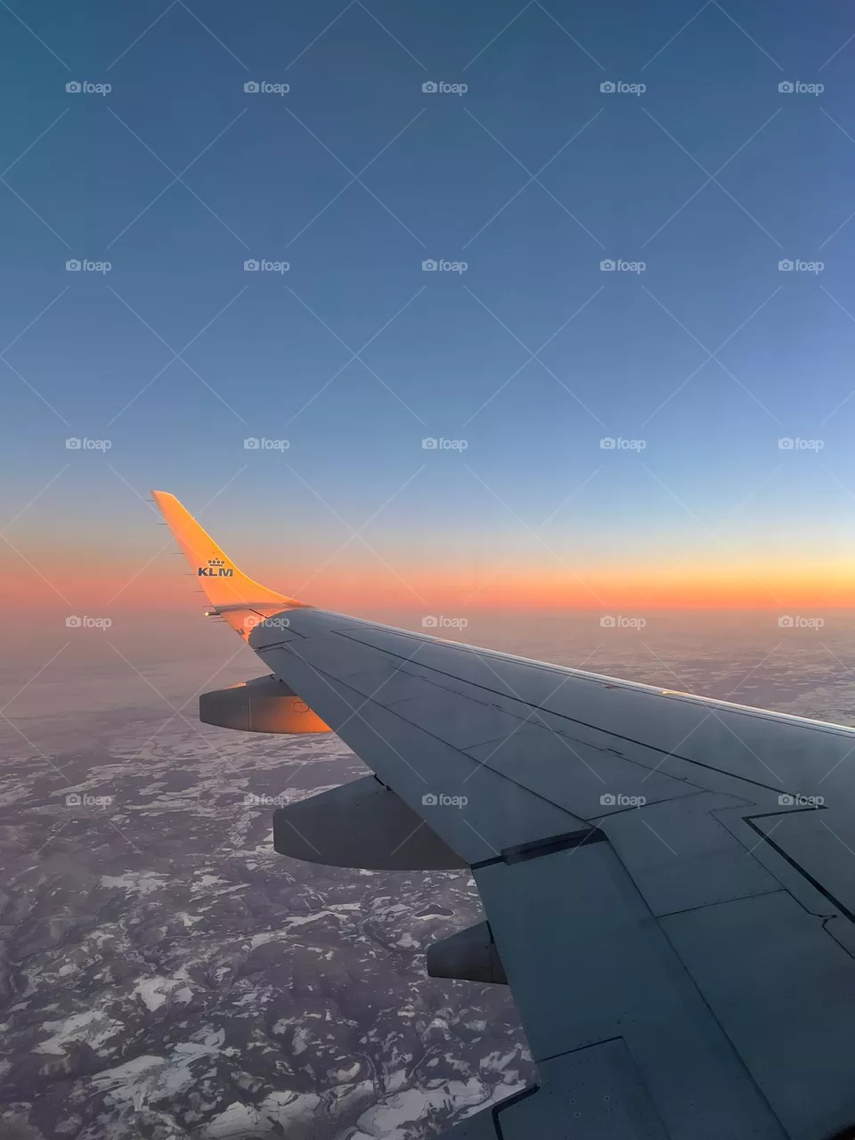 Beautiful sunset out of the KLM airplane window 