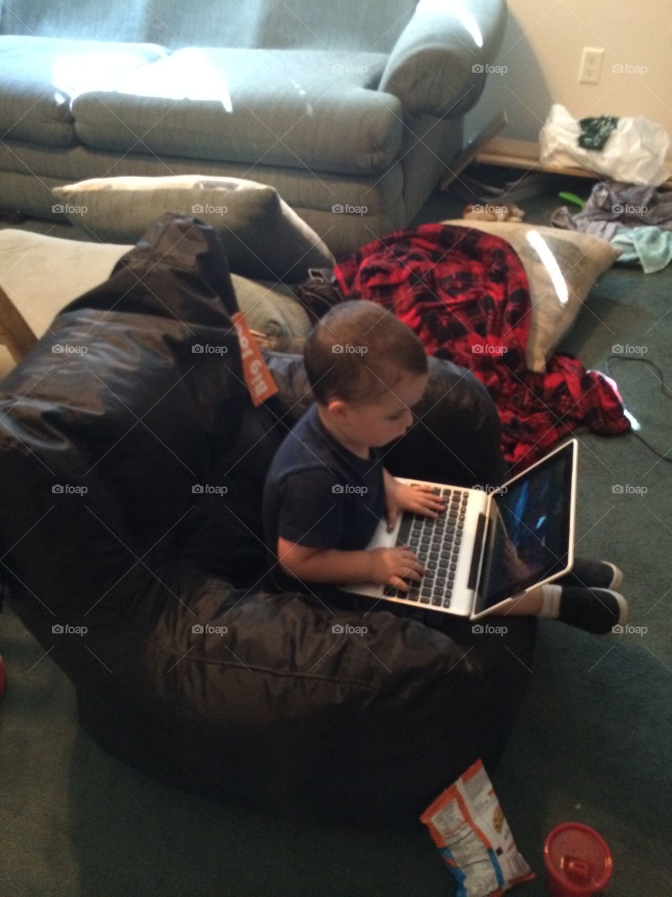 Toddler using a computer
