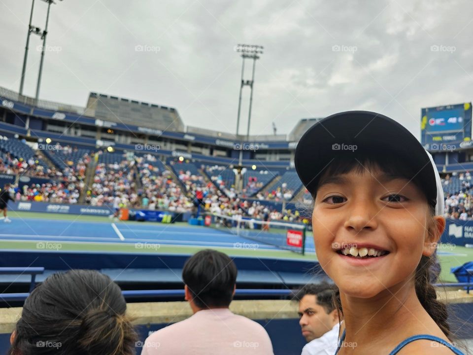 Taking selfie on tennis competition