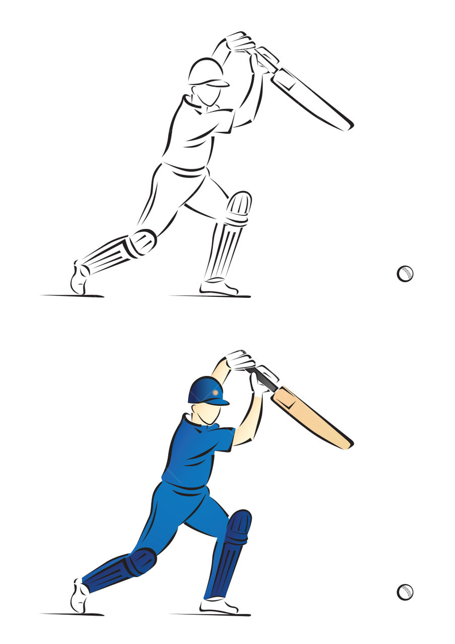 Cricketer playing a shot, illustration