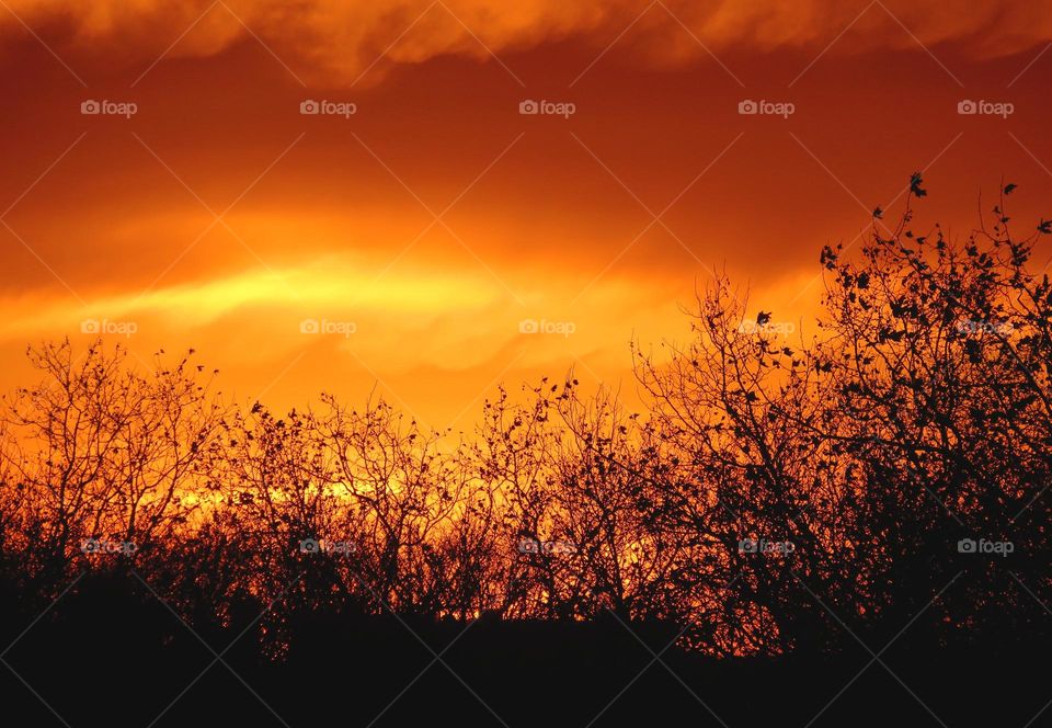 fiery sunset