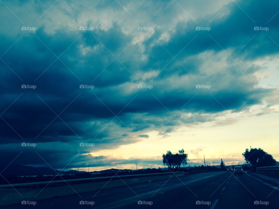 Cloudy skies. California rain clouds moving in