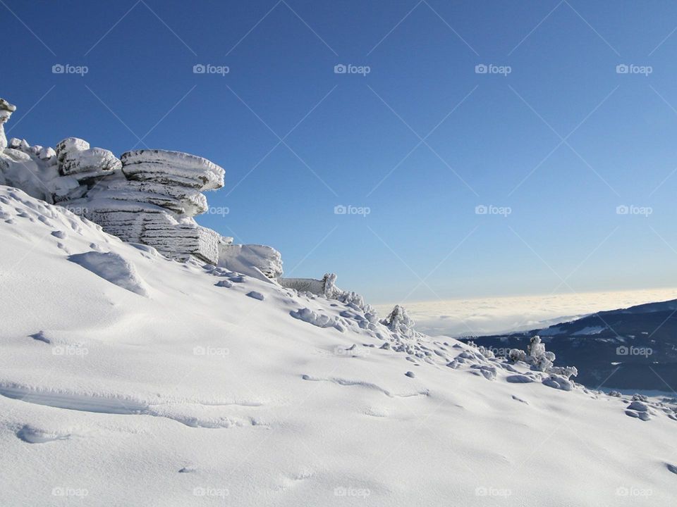 Clear Sky over Snow Landscape