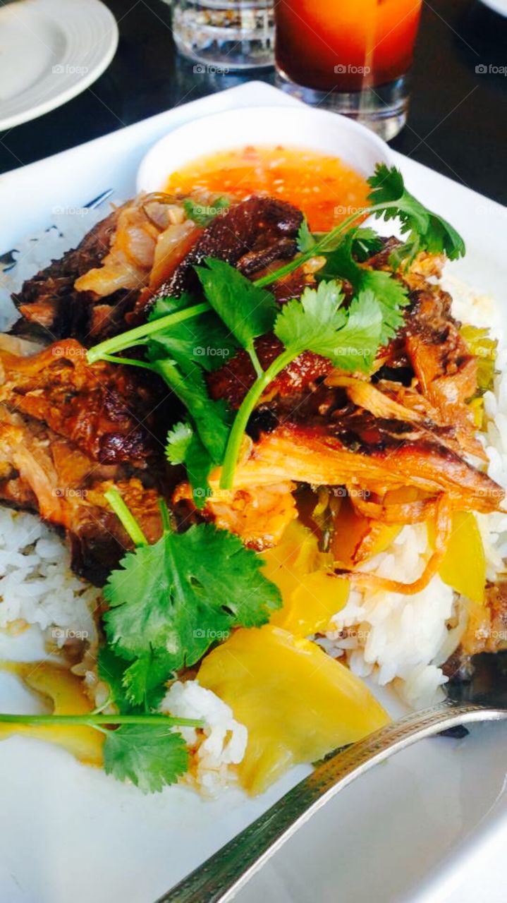 Thai pork stew over rice