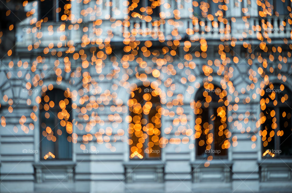 Christmas light bokeh background in the city