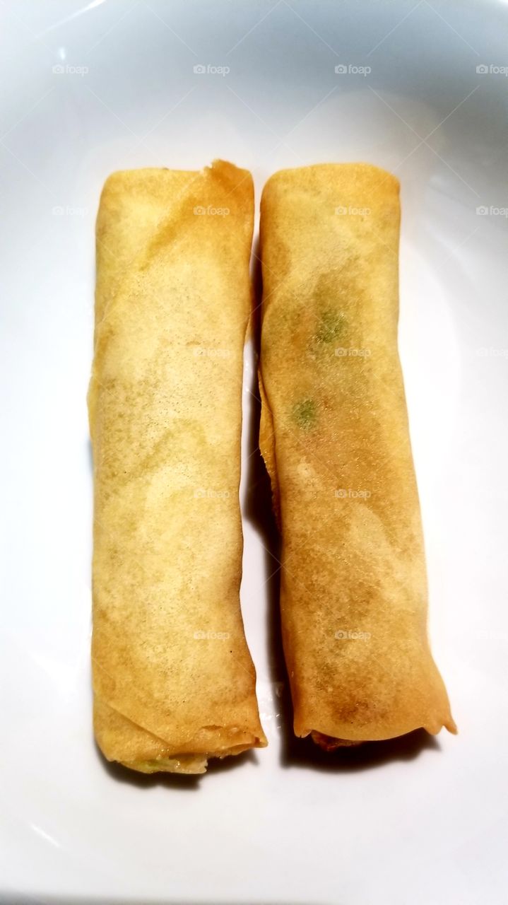 crispy Spring Rolls on a white plate