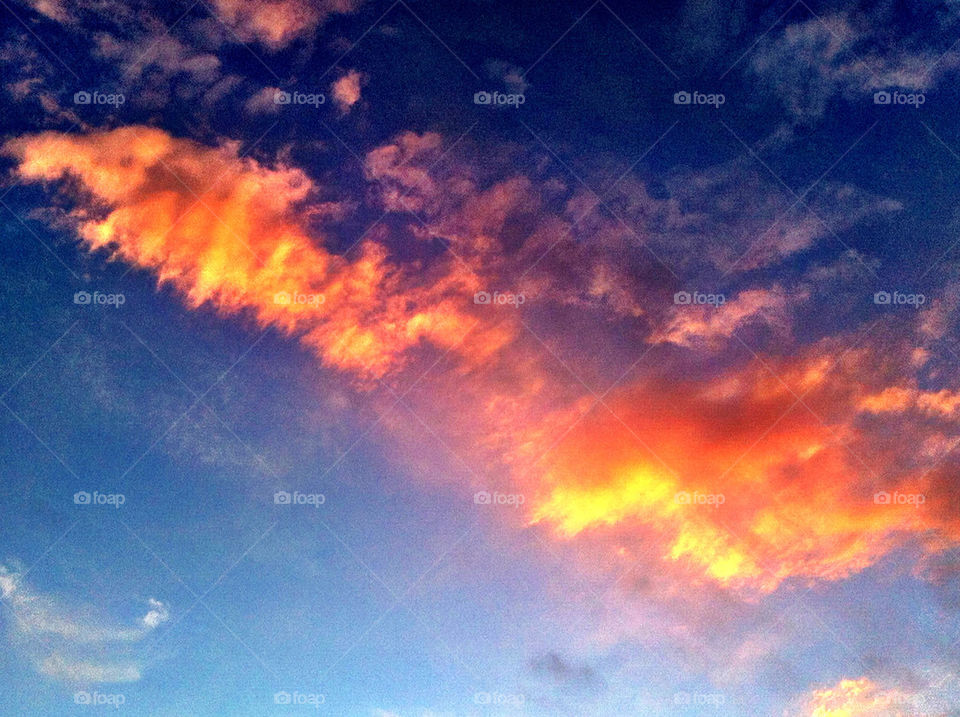 Orange clouds in the sky