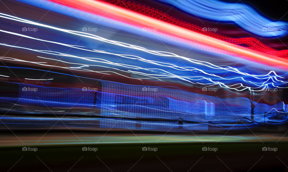 Night photography, colour light trails, abstract, motion capture
