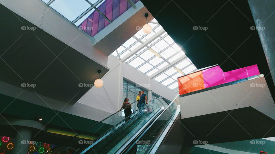 Escalator in the shopping center