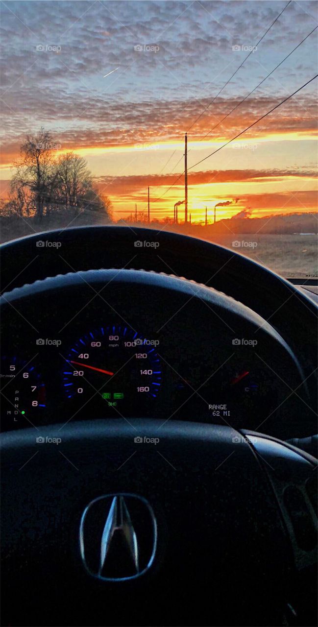 Gorgeous Kentucky Sunset In Car