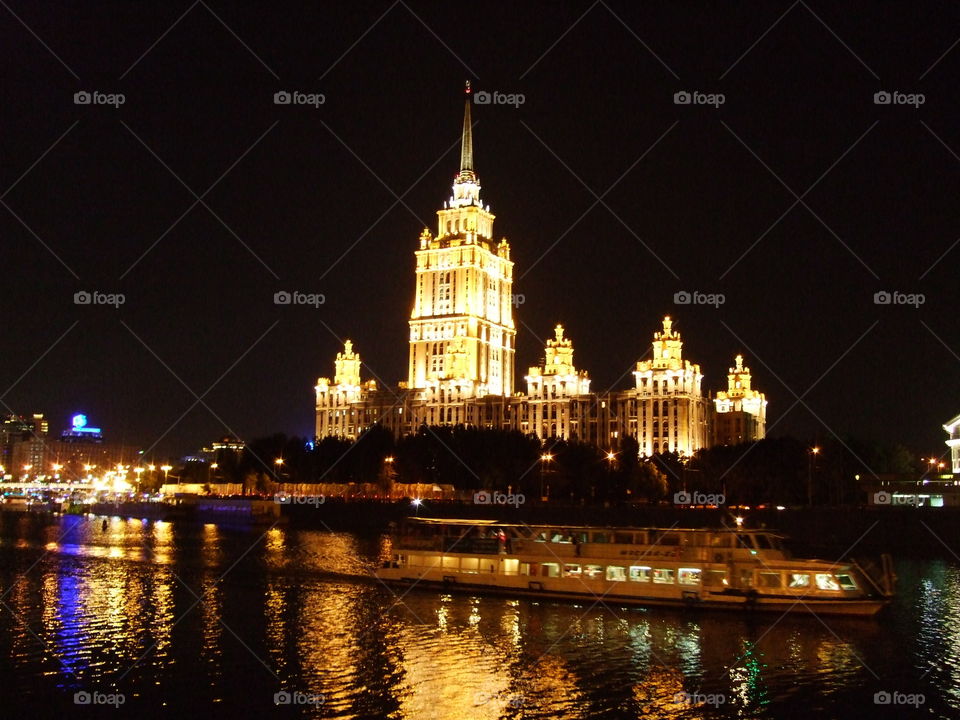 Moscow by night from the river